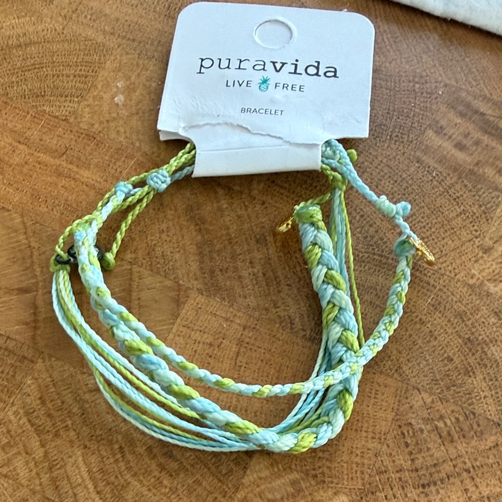 Pura Vida Aqua and Lime Braided Bracelet